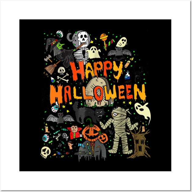 Happy Halloween Scary Retro Wall Art by TeeAbe